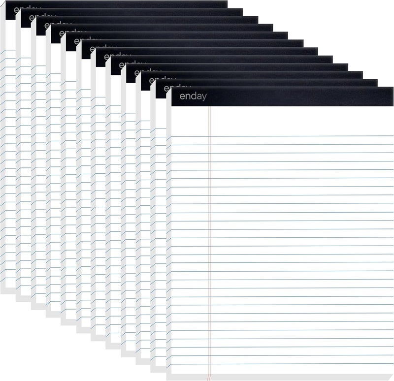 Enday Legal Pads 8.5 x 11 Inch, (12 Pack) 50 Sheets per Notepad, White Note Pads, Legal Ruled Writing Pad with Perforated Pages, White Paper Legal Pad for Work and Note-Taking. - Image 1